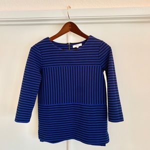Madewell Striped Quartersleeve Stretch Zipper Top